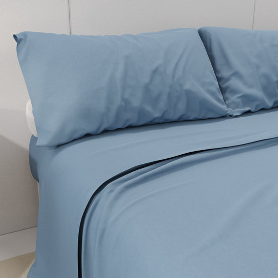 PETTI Lenzuola Percalle, Lenzuola Matrimoniali Cotone Azzurro