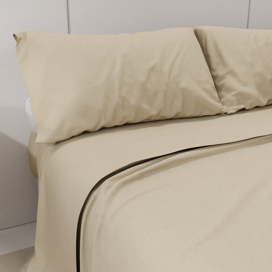 PETTI Lenzuola Percalle, Lenzuola Matrimoniali Cotone Beige