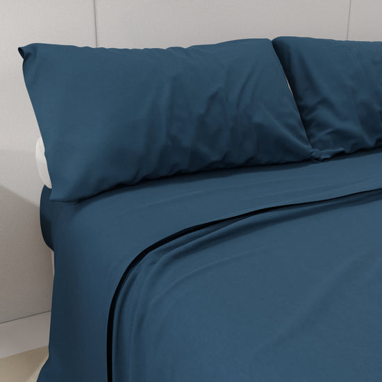 PETTI Lenzuola Percalle, Lenzuola Matrimoniali Cotone Blu Marino