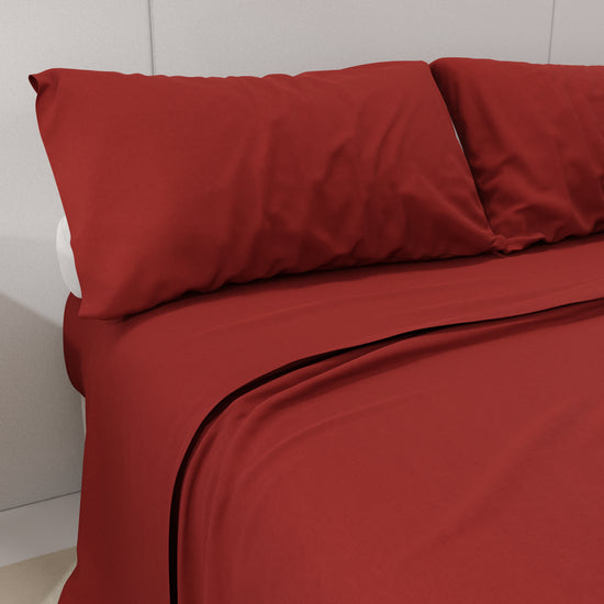 PETTI Lenzuola Percalle, Lenzuola Matrimoniali Cotone Bordeaux
