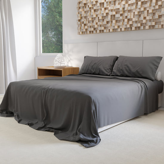 PETTI Lenzuola Percalle, Lenzuola Matrimoniali Cotone Grigio Fumo