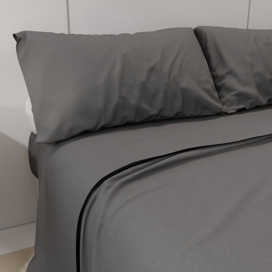PETTI Lenzuola Percalle, Lenzuola Matrimoniali Cotone Grigio Fumo