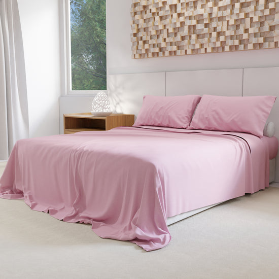 PETTI Lenzuola Percalle, Lenzuola Matrimoniali Cotone Rosa