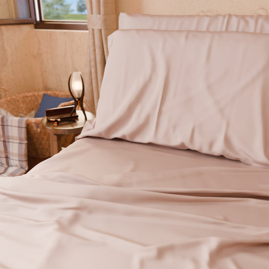 PETTI Lenzuola Tinta Unita In Raso Di Cotone Cipria