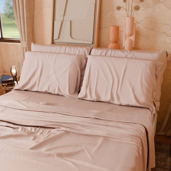 PETTI Lenzuola Tinta Unita In Raso Di Cotone Cipria