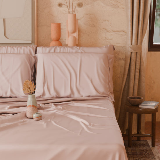 PETTI Lenzuola Tinta Unita In Raso Di Cotone Cipria