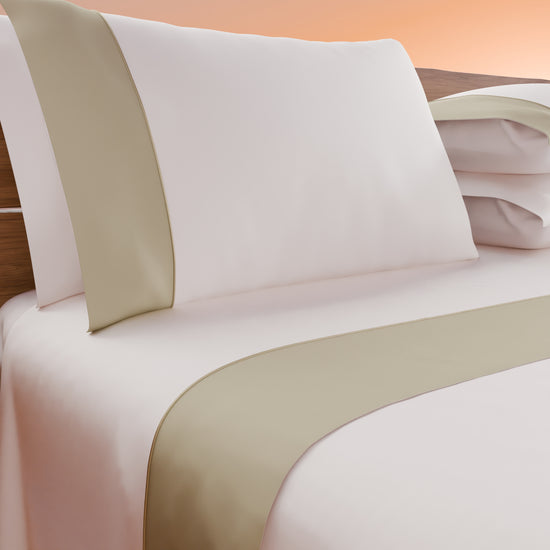 PETTI Lenzuola Tinta Unita In Raso Di Cotone Con Coda Di Topo Beige
