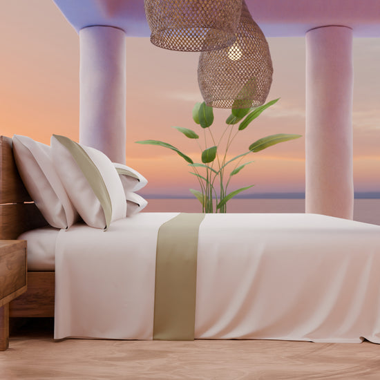 PETTI Lenzuola Tinta Unita In Raso Di Cotone Con Coda Di Topo Beige