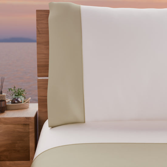 PETTI Lenzuola Tinta Unita In Raso Di Cotone Con Coda Di Topo Beige