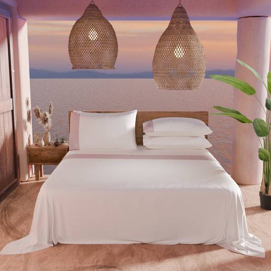 PETTI Lenzuola Tinta Unita In Raso Di Cotone Con Coda Di Topo Rosa