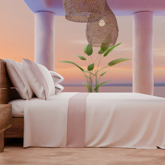 PETTI Lenzuola Tinta Unita In Raso Di Cotone Con Coda Di Topo Rosa