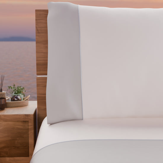 PETTI Lenzuola Tinta Unita In Raso Di Cotone Con Coda Di Topo Grigio Chiaro