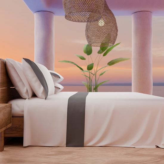 PETTI Lenzuola Tinta Unita In Raso Di Cotone Con Coda Di Topo Grigio Scuro