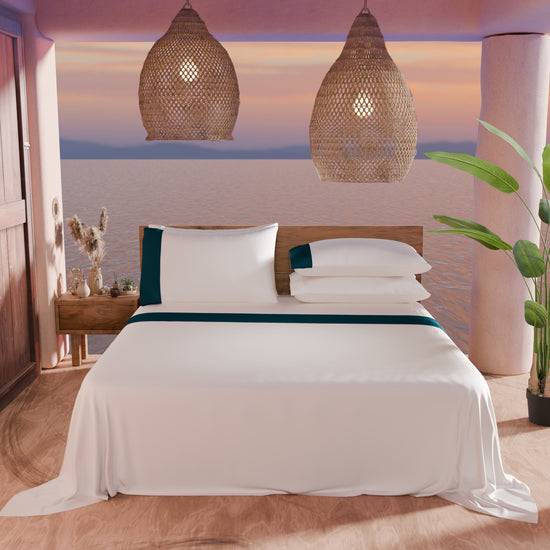 PETTI Lenzuola Tinta Unita In Raso Di Cotone Con Coda Di Topo Ottanio