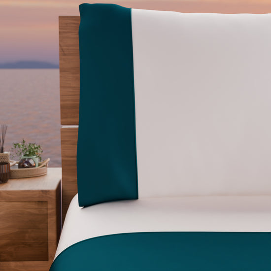 PETTI Lenzuola Tinta Unita In Raso Di Cotone Con Coda Di Topo Ottanio
