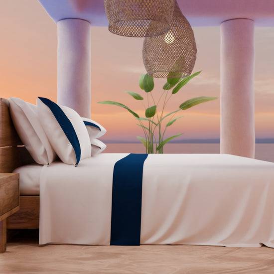 PETTI Lenzuola Tinta Unita In Raso Di Cotone Con Coda Di Topo Blu