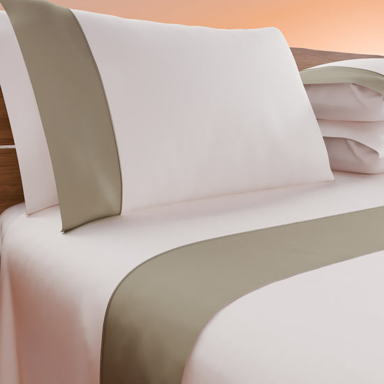 PETTI Lenzuola Tinta Unita In Raso Di Cotone Con Coda Di Topo Tortora