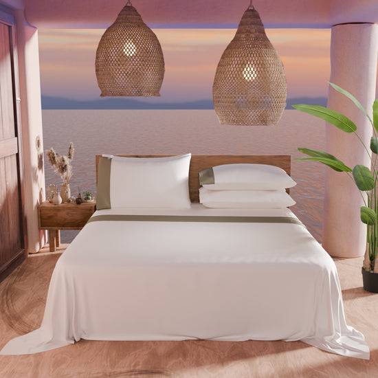 PETTI Lenzuola Tinta Unita In Raso Di Cotone Con Coda Di Topo Tortora