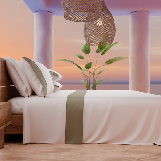 PETTI Lenzuola Tinta Unita In Raso Di Cotone Con Coda Di Topo Tortora