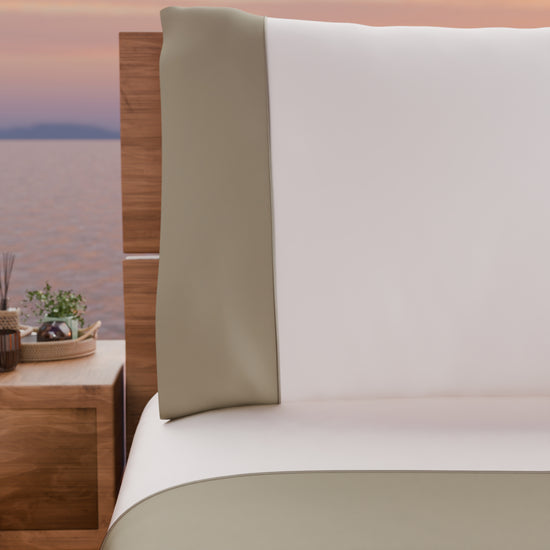 PETTI Lenzuola Tinta Unita In Raso Di Cotone Con Coda Di Topo Tortora