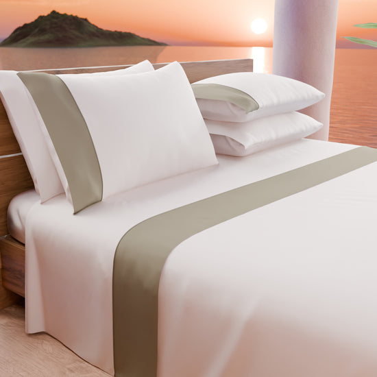 PETTI Lenzuola Tinta Unita in Raso di Cotone con Coda di Topo Tortora