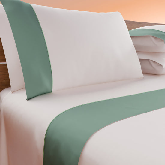 PETTI Lenzuola Tinta Unita In Raso Di Cotone Con Coda Di Topo Salvia