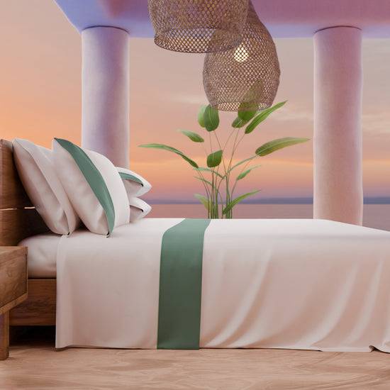 PETTI Lenzuola Tinta Unita In Raso Di Cotone Con Coda Di Topo Salvia