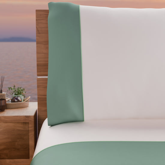 PETTI Lenzuola Tinta Unita In Raso Di Cotone Con Coda Di Topo Salvia