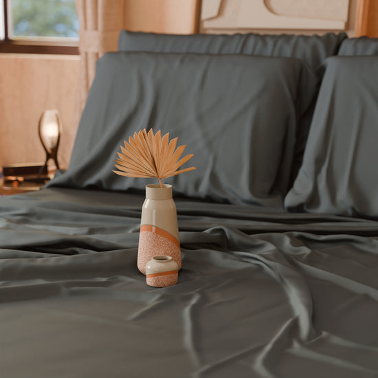 PETTI Lenzuola Tinta Unita In Raso Di Cotone Grigio Fumo