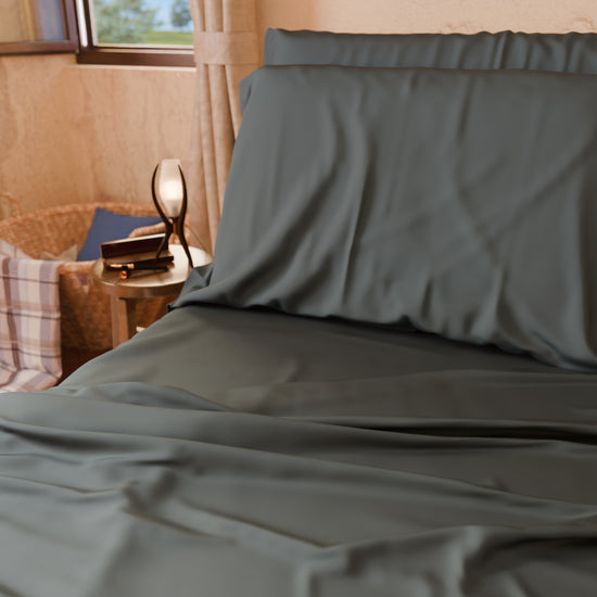 PETTI Lenzuola Tinta Unita In Raso Di Cotone Grigio Fumo