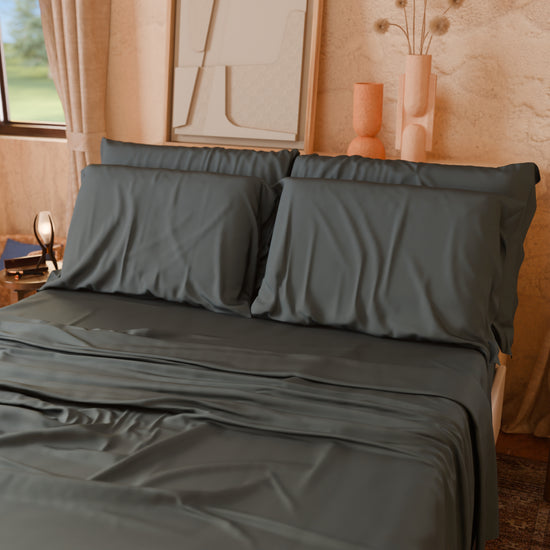 PETTI Lenzuola Tinta Unita In Raso Di Cotone Grigio Fumo