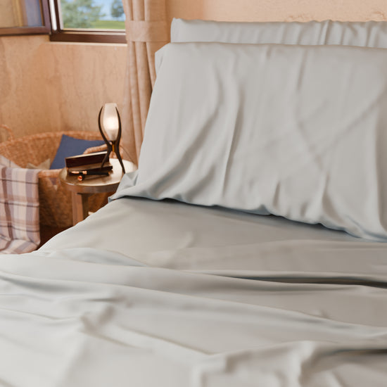 PETTI Lenzuola Tinta Unita In Raso Di Cotone Grigio Perla