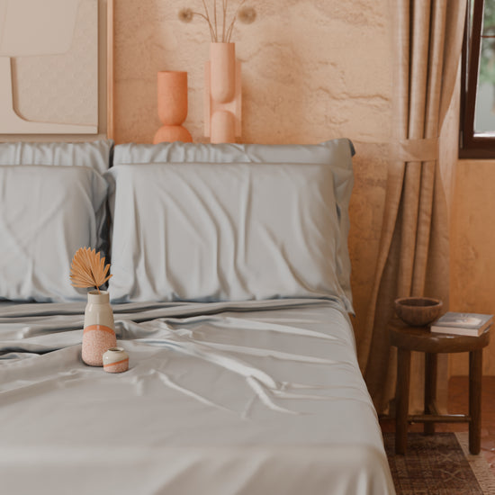 PETTI Lenzuola Tinta Unita In Raso Di Cotone Grigio Perla