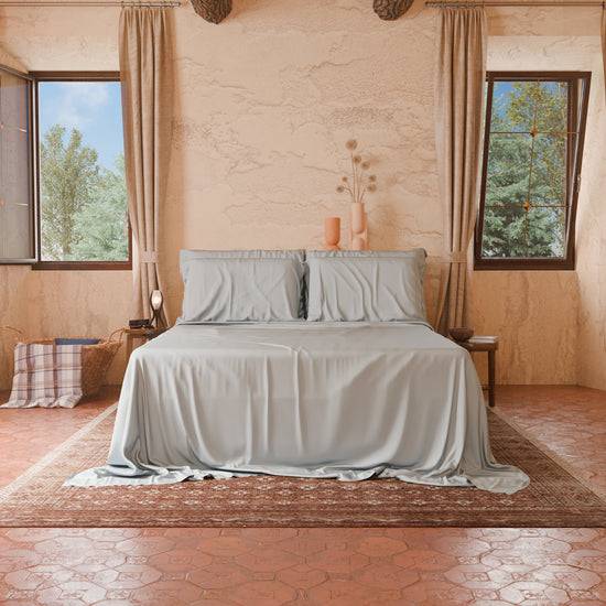 PETTI Lenzuola Tinta Unita in Raso di Cotone Grigio Perla