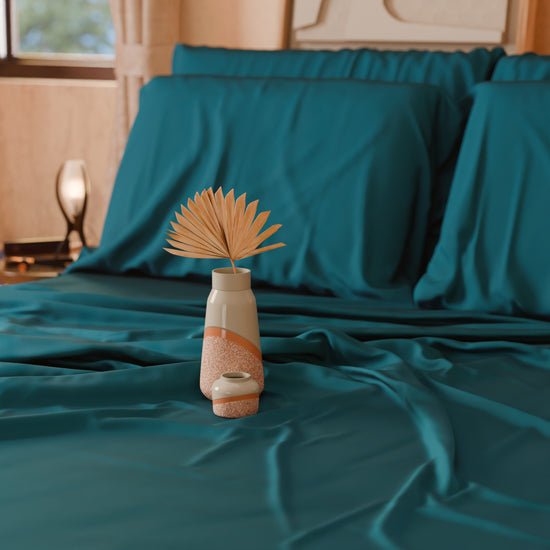 PETTI Lenzuola Tinta Unita In Raso Di Cotone Ottanio