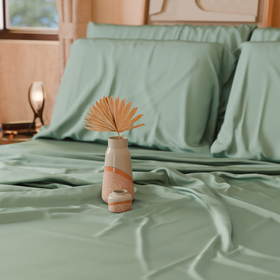 PETTI Lenzuola Tinta Unita In Raso Di Cotone Salvia