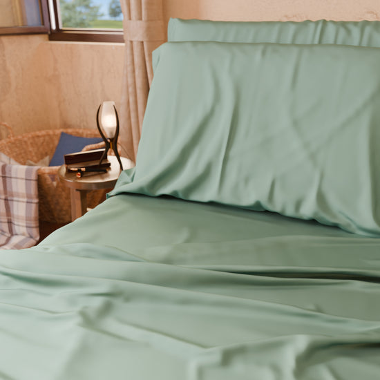 PETTI Lenzuola Tinta Unita In Raso Di Cotone Salvia