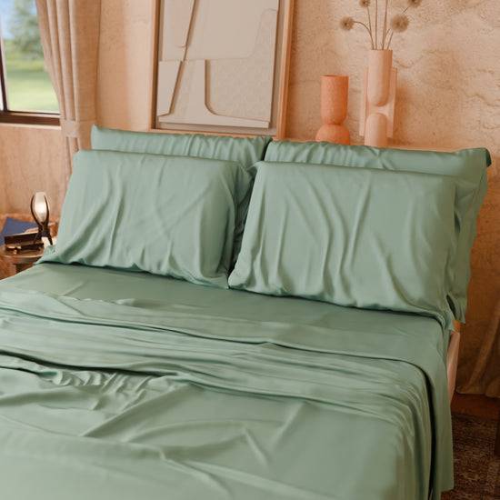 PETTI Lenzuola Tinta Unita In Raso Di Cotone Salvia