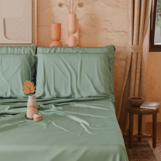 PETTI Lenzuola Tinta Unita In Raso Di Cotone Salvia