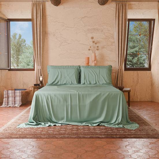 PETTI Lenzuola Tinta Unita in Raso di Cotone Salvia