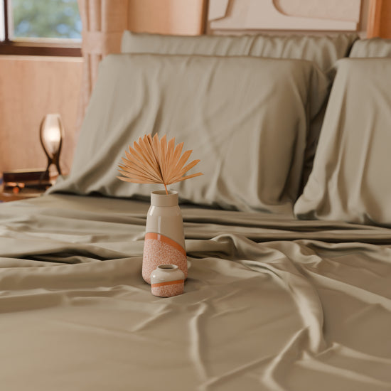 PETTI Lenzuola Tinta Unita In Raso Di Cotone Tortora