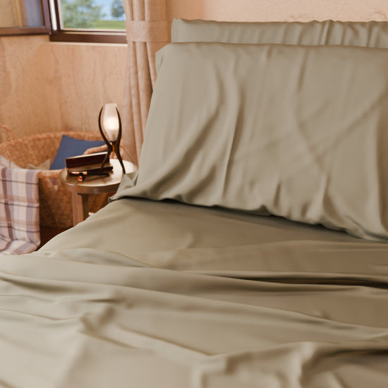 PETTI Lenzuola Tinta Unita In Raso Di Cotone Tortora