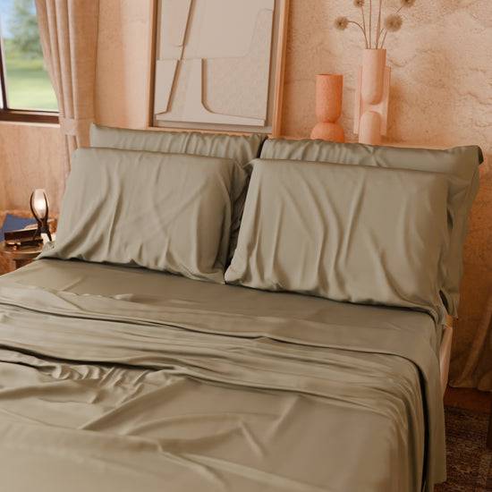 PETTI Lenzuola Tinta Unita In Raso Di Cotone Tortora