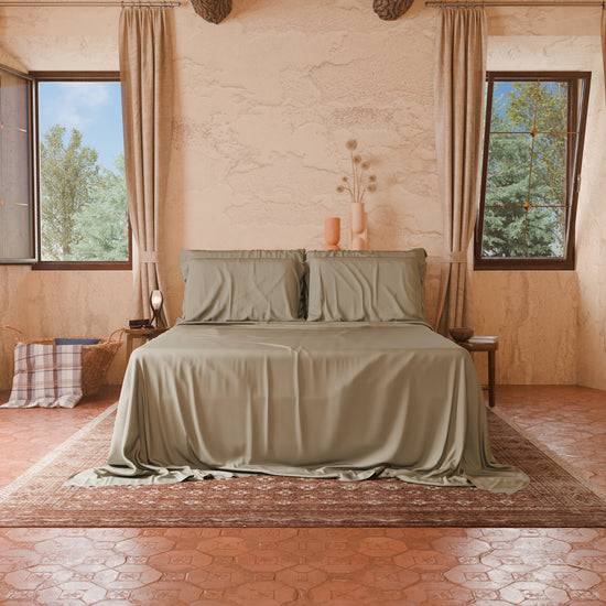 PETTI Lenzuola Tinta Unita in Raso di Cotone Tortora