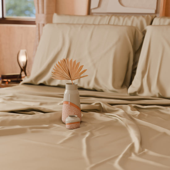 PETTI Lenzuola Tinta Unita In Raso Di Cotone Beige
