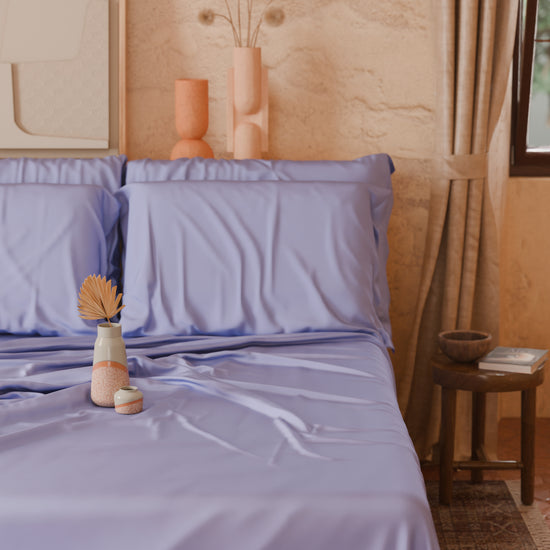 PETTI Lenzuola Tinta Unita In Raso Di Cotone Lilla