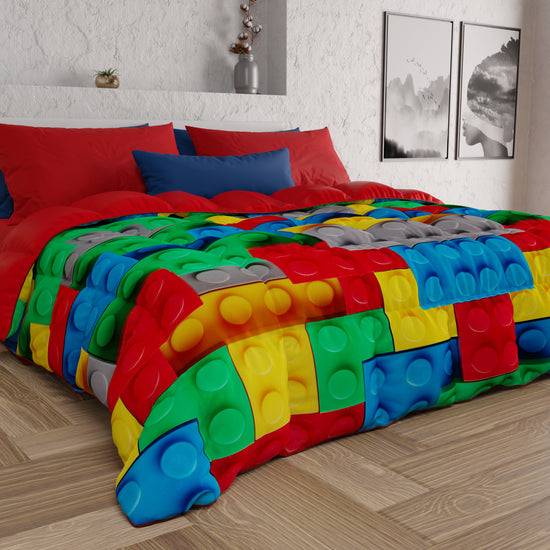 PETTI Piumone, Trapunta Matrimoniale, Singola, Piazza E Mezza, Mattoncini