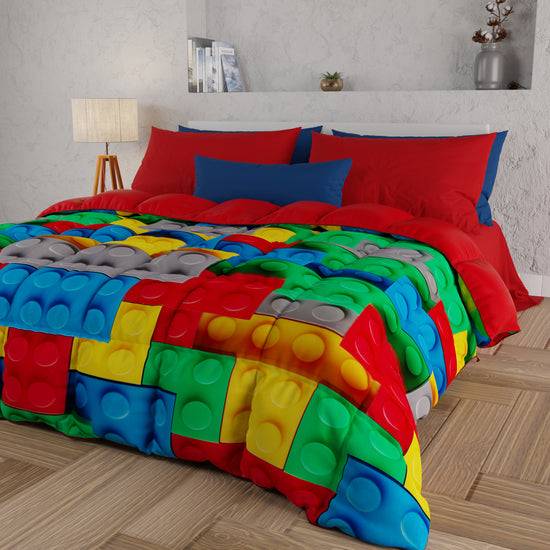 PETTI Piumone, Trapunta Matrimoniale, Singola, Piazza E Mezza, Mattoncini