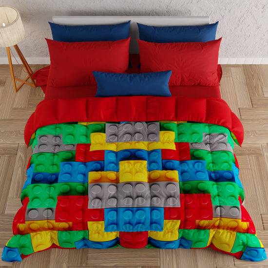 PETTI Piumone, Trapunta Matrimoniale, Singola, Piazza E Mezza, Mattoncini