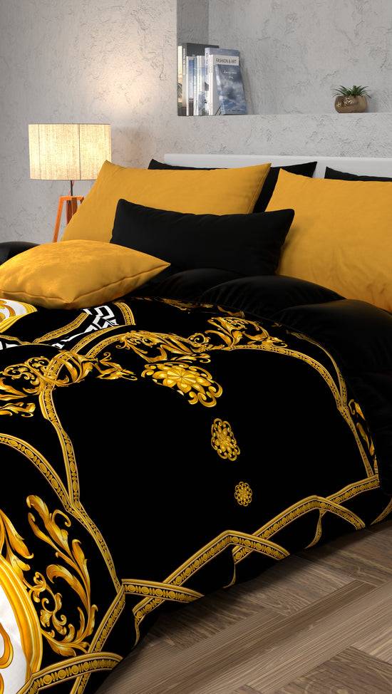 PETTI Piumone, Trapunta Matrimoniale, Singola, Piazza E Mezza, Barocco Nero